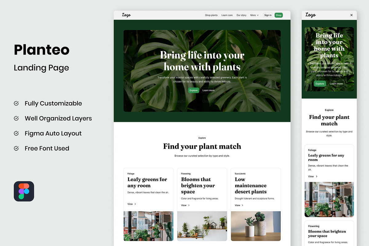Planteo - Landing Page, a Landing Page Template by RPWDS (Photo 1 of 3)