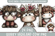 Quirky Highland Cow PNG, an Illustration by Libby Wishes (Thumbnail 1 of 8)