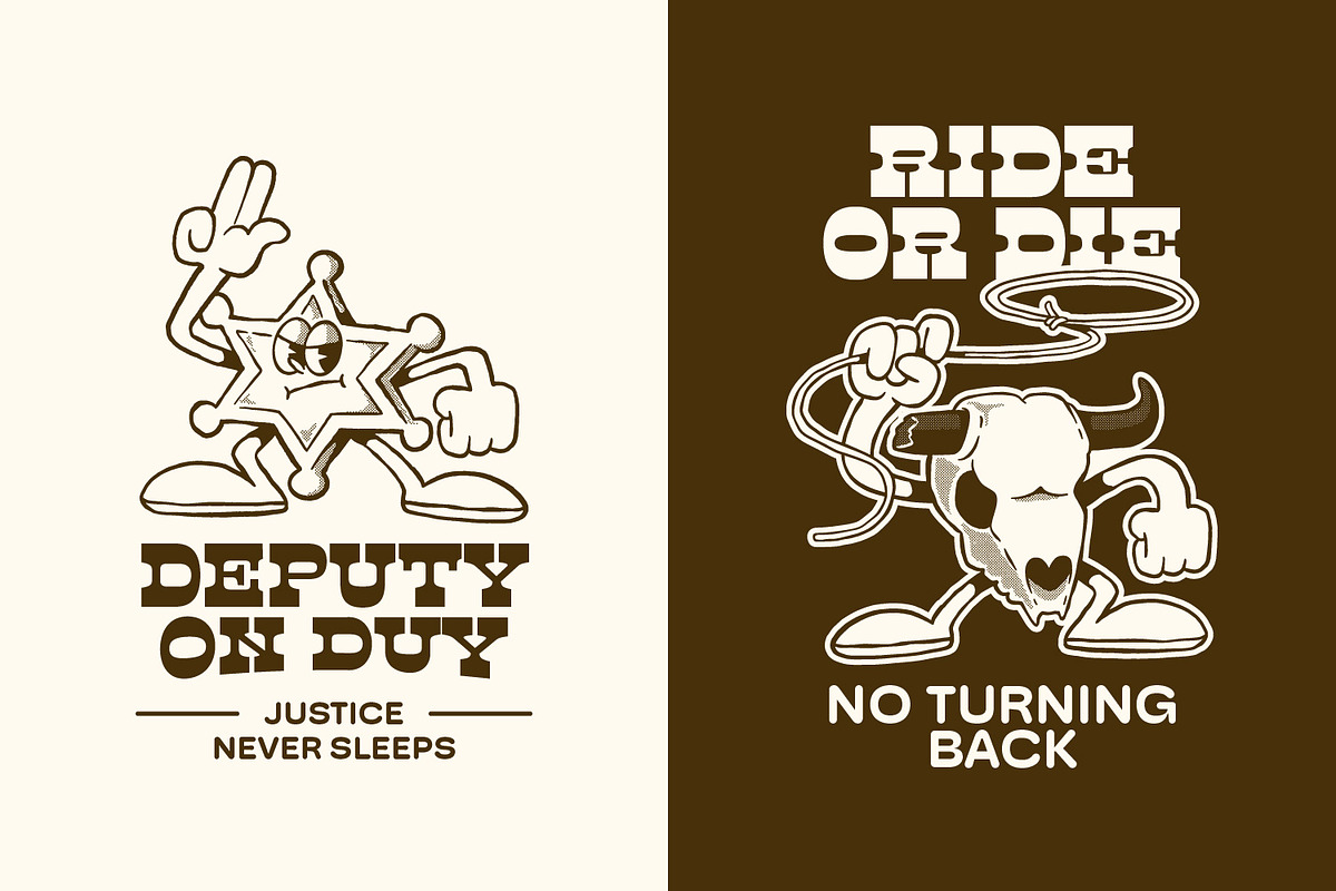 Hand Drawn Western Retro Mascot, an Object Illustration by Ludere Studios (Photo 3 of 5)