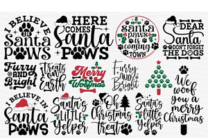 Christmas Dog SVG Bundle Santa Paws, a Graphic by BeeCraftR