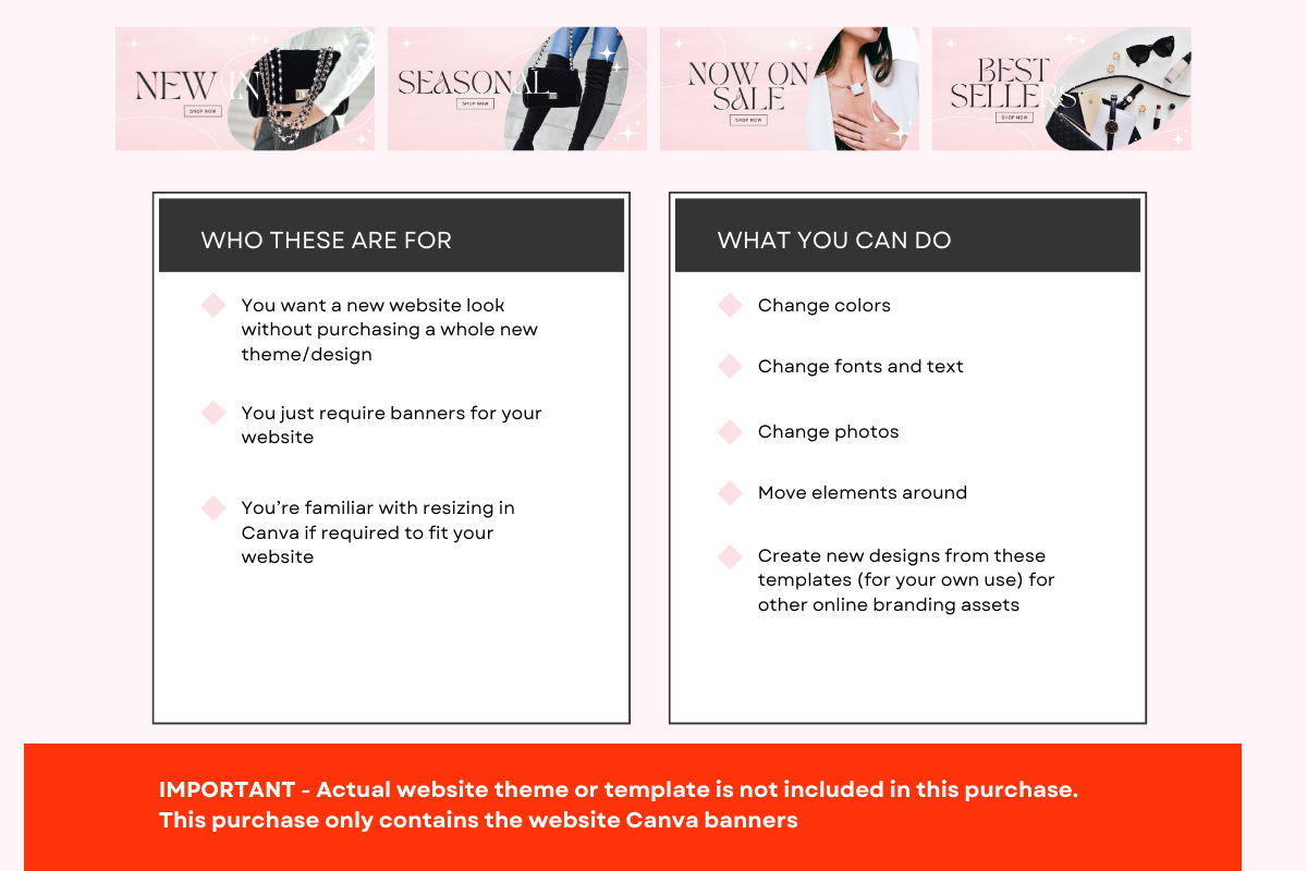 Pink Luxury Website Banner Templates, a Shopify Template by Template Twist Shop (Photo 3 of 5)