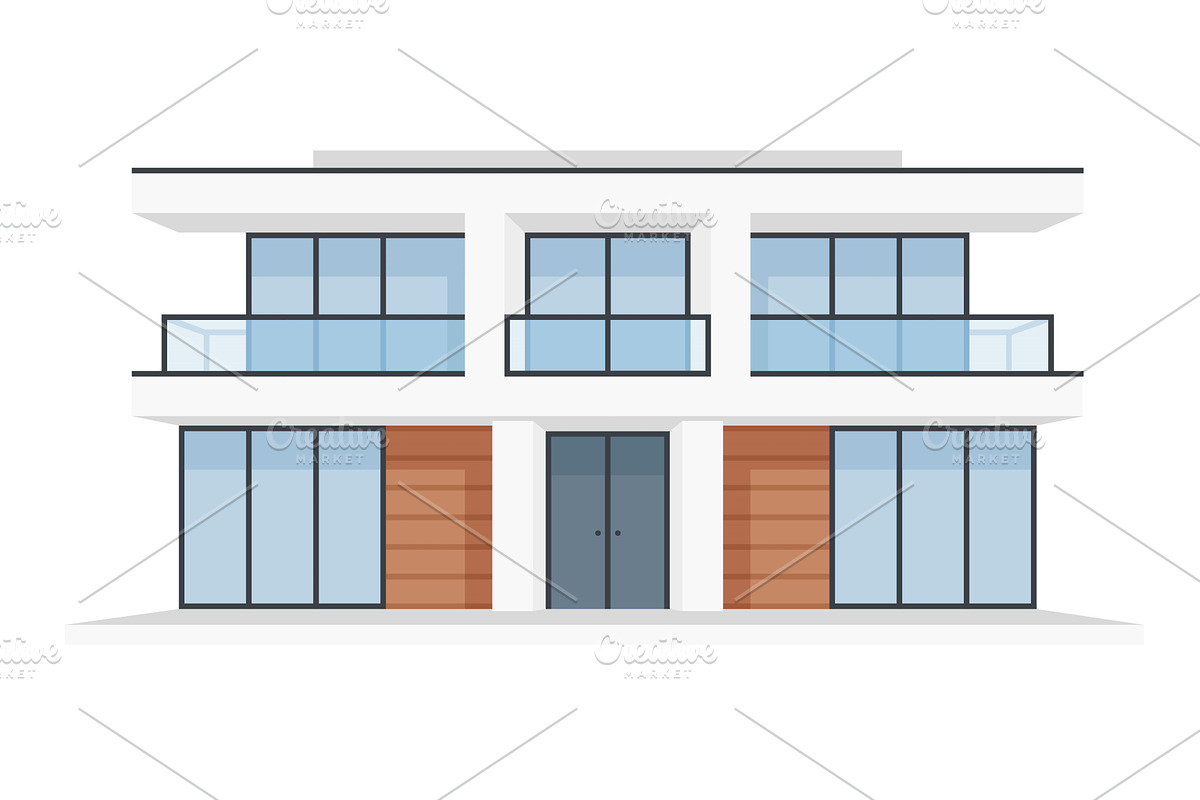 Modern Private Villa With Large, an Object Illustration by Flashvector