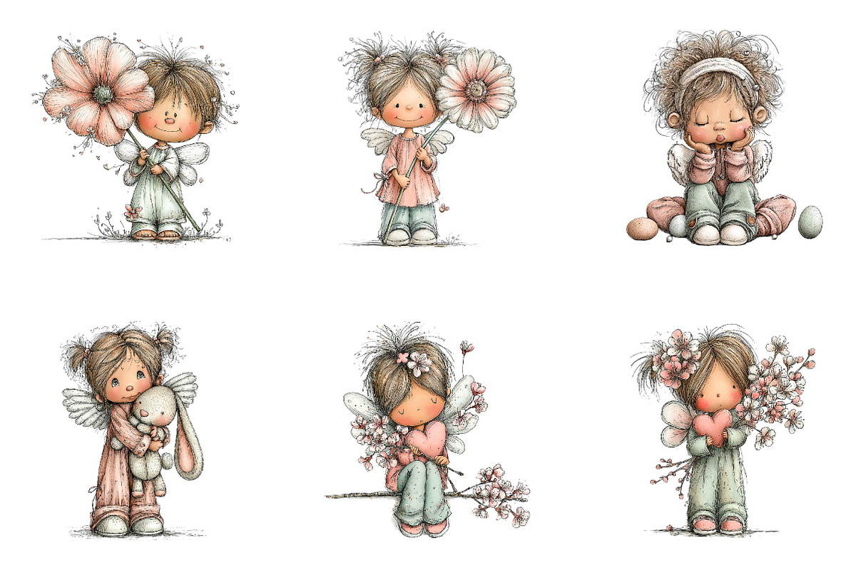 Whimsical Easter Angels Clipart, an Illustration by CreationArt (Photo 7 of 7)