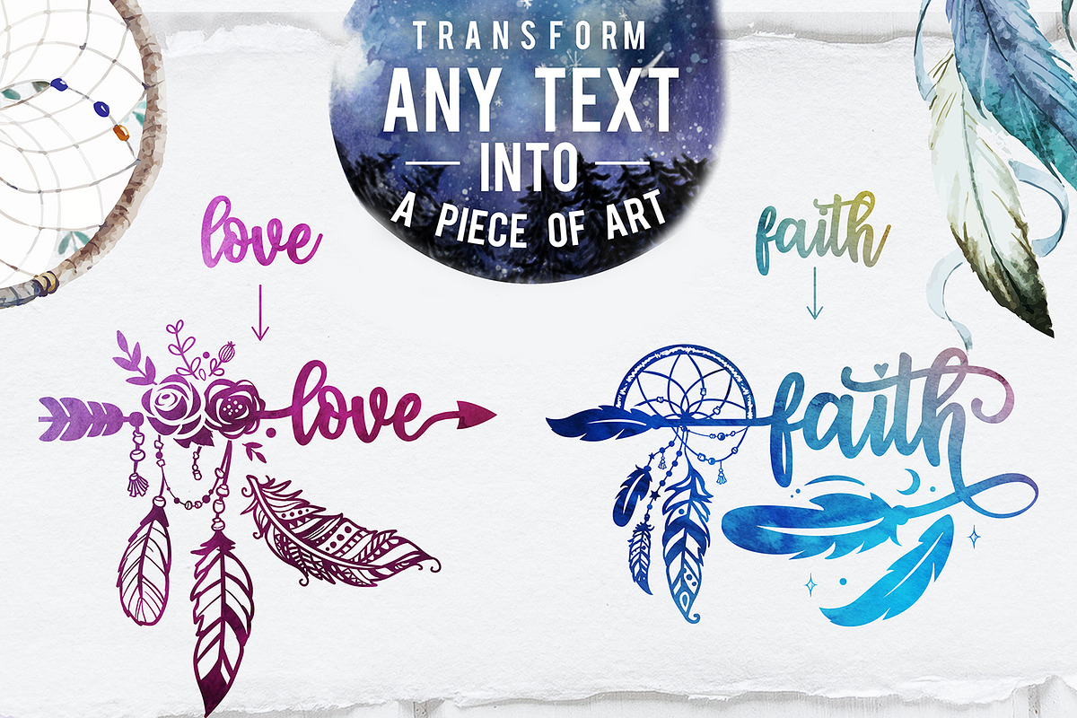 Bohema Spirit font and illustrations preview 6