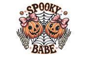 Spooky Babe Skeleton Halloween PNG, an Illustration by CraftArtStudio (Thumbnail 1 of 4)