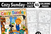 Cozy Sunday Cute & Comfy Coloring, an Animal Illustration by Coco Bloom (Thumbnail 1 of 7)