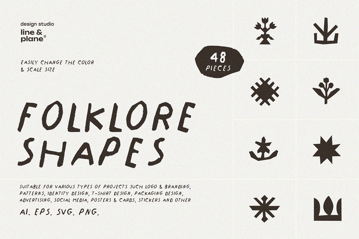 Modern Folklore: 48 Geometric Shapes, an Object Graphic by line & plane (Photo 1 of 8)