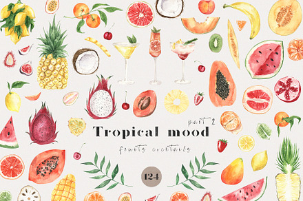 Tropical mood - Fruits cocktail, a Food Illustration by LiChu Art