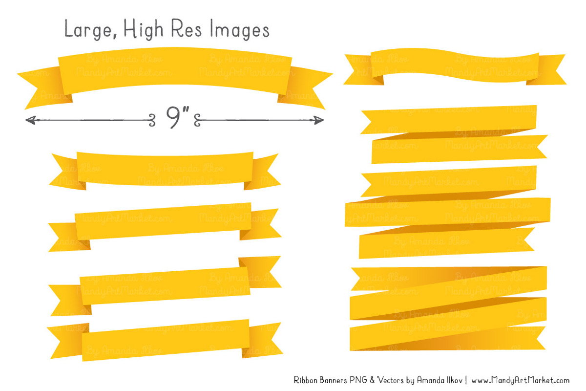 Yellow Ribbon Banner Clipart, an Illustration by Amanda Ilkov (Photo 3 of 4)