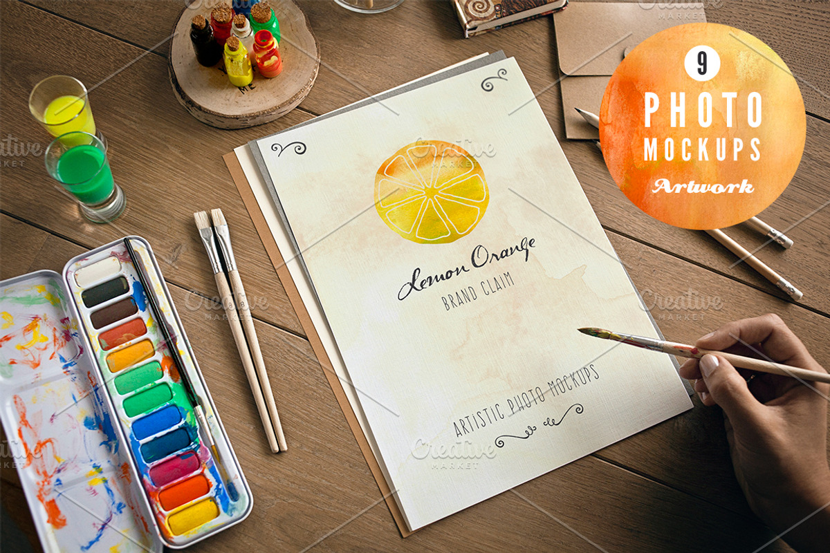 Sketched and painted artwork mockups, a Print Template by show it better (Photo 1 of 5)
