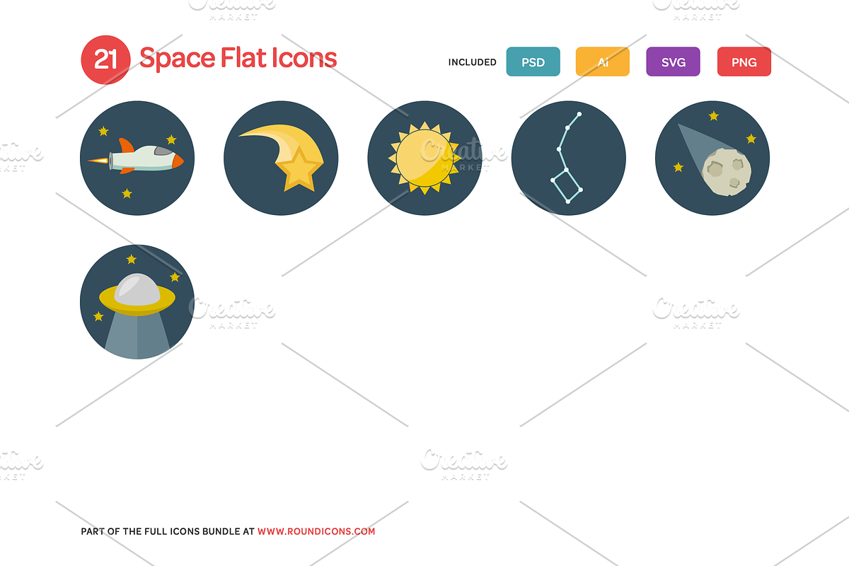 Space Flat Icons Set preview 3
