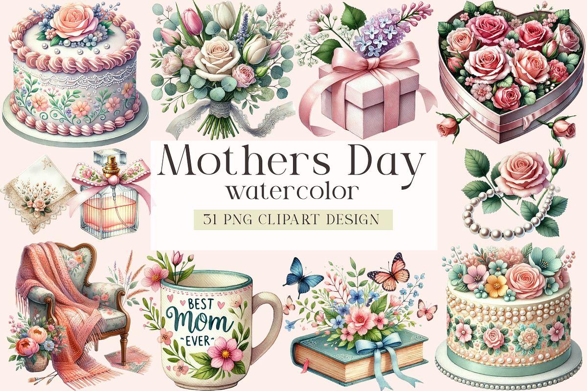 Mothers Day Sublimation Clipart, an Illustration by DreamArtGraphic (Photo 1 of 5)
