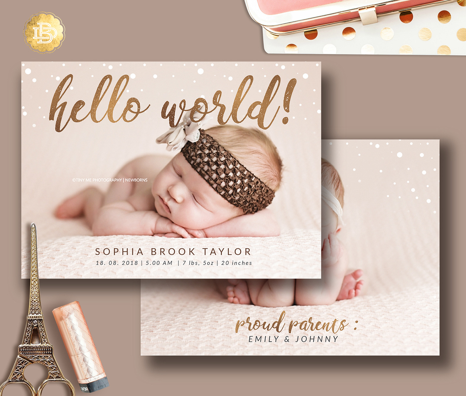 Baby Newborn Annoucement Card BA001, a Card Template by Bellenity Design
