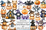 Watercolor Quirky Halloween Clipart, a Seasonal Illustration by Design Market (Thumbnail 1 of 5)