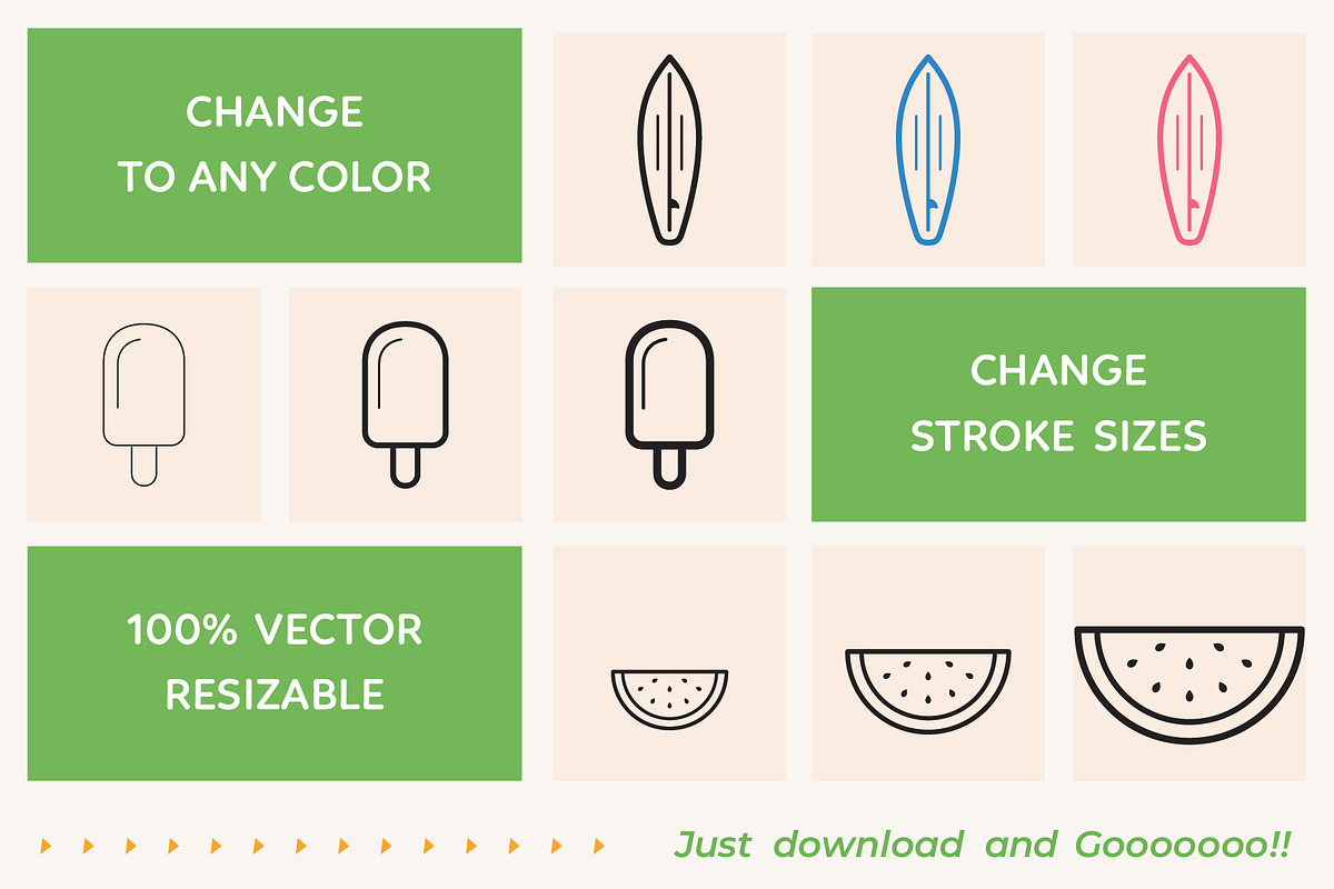 Summer and Beach Outline Icons, an Outline Icon by Sargatal (Photo 3 of 4)