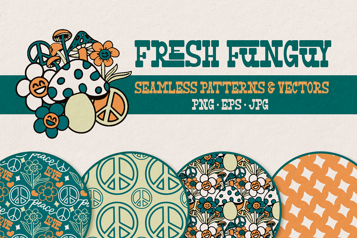 Seamless Patterns | Fresh Funguy, a Pattern Graphic by The Pretty Letters (Photo 1 of 6)