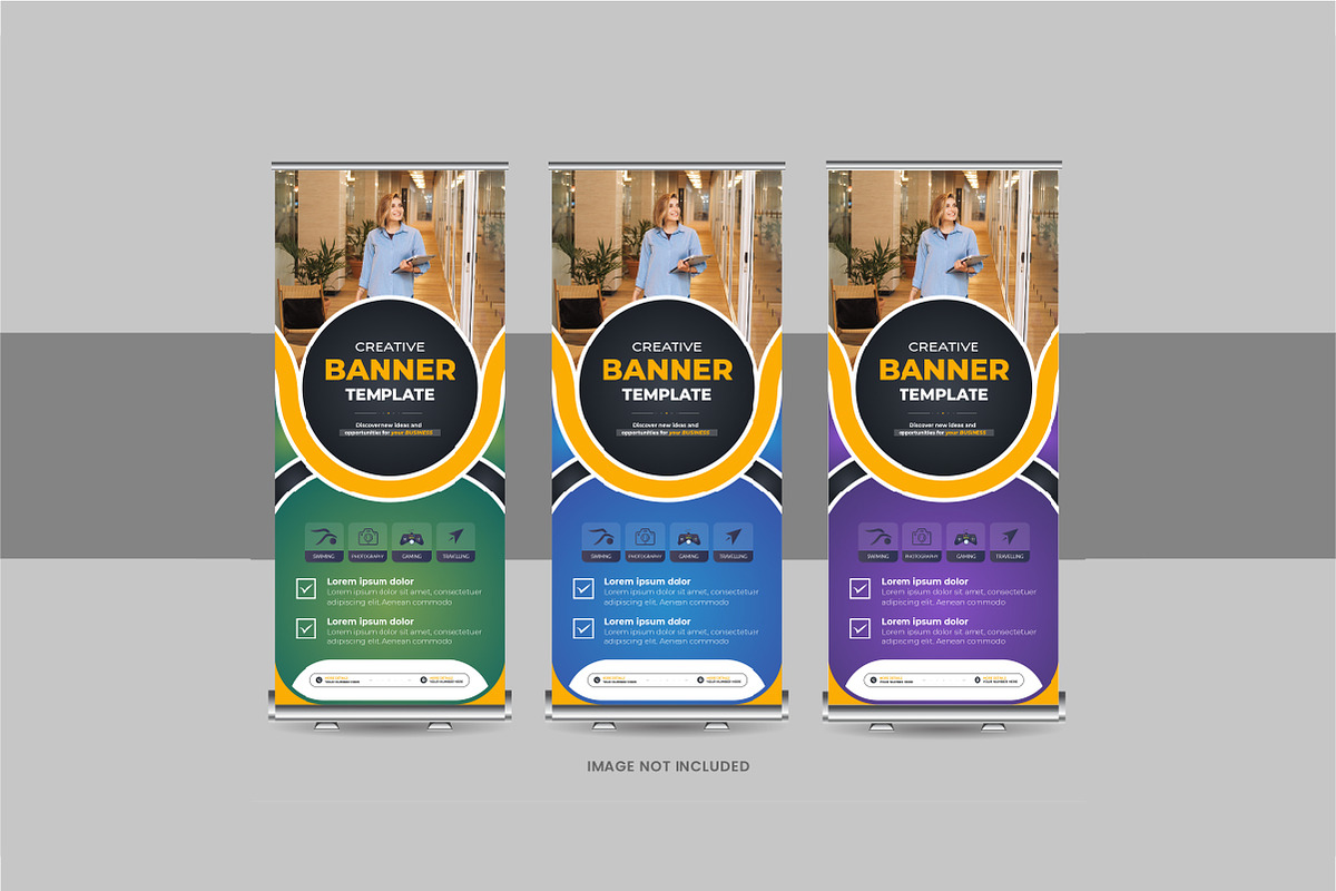 Roll-Up Banner, X Banner Design Set, a Stationery Template by Pavel_design (Photo 9 of 11)