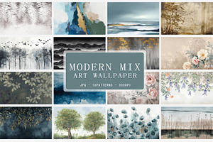 Mixed hand-painted art mural series