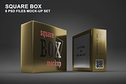 Square Box Mockup Set - 8 PSD, a Cups & Container Mockup by mockupgeek (Thumbnail 1 of 2)