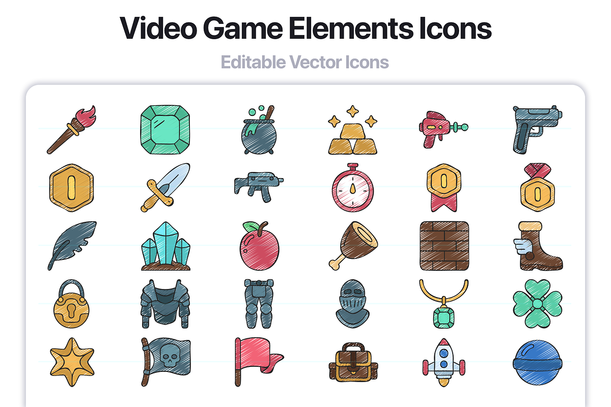 100 Video Game Elements Icons, an Outline Icon by Juicy Icons (Photo 6 of 6)