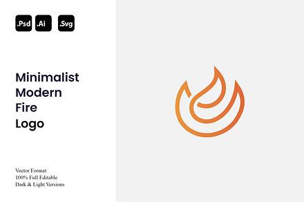 Minimalist Modern Fire Logo, a Branding & Logo Template by Luxury Logos