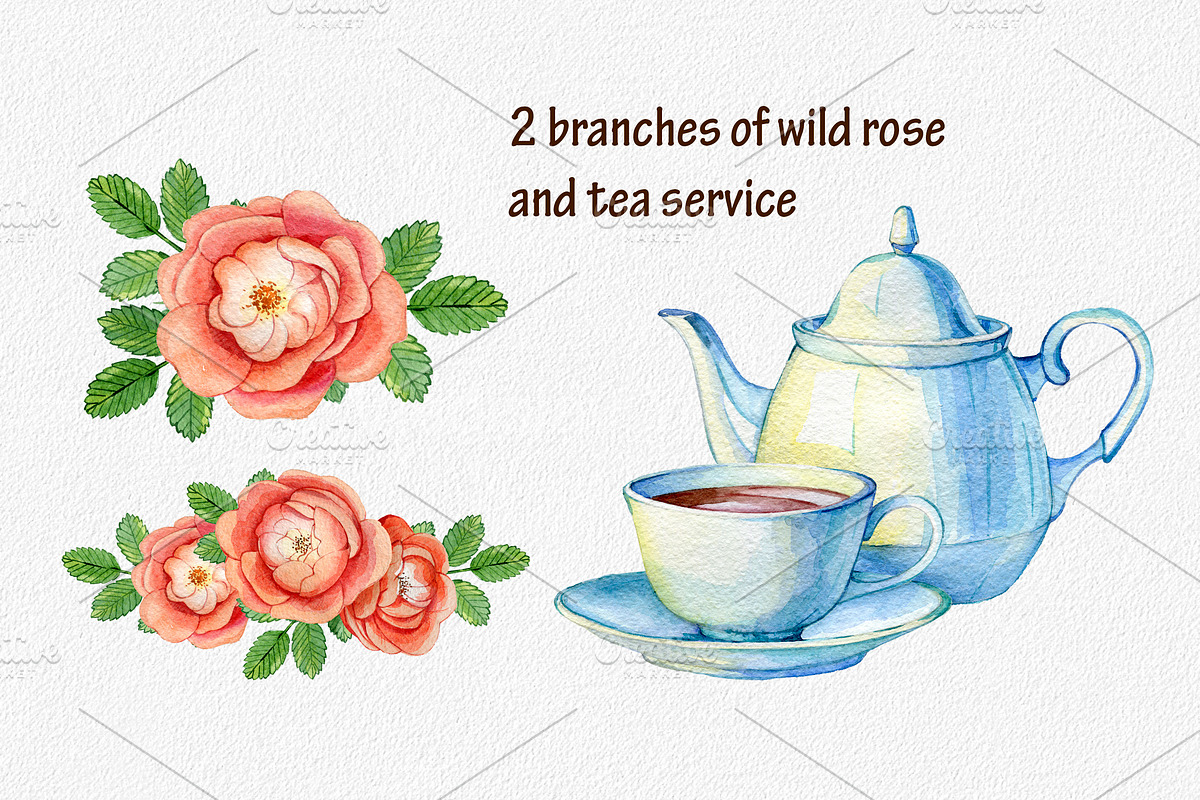 Watercolor clipart tea time, a Food Illustration by OlyaSenko (Photo 5 of 6)