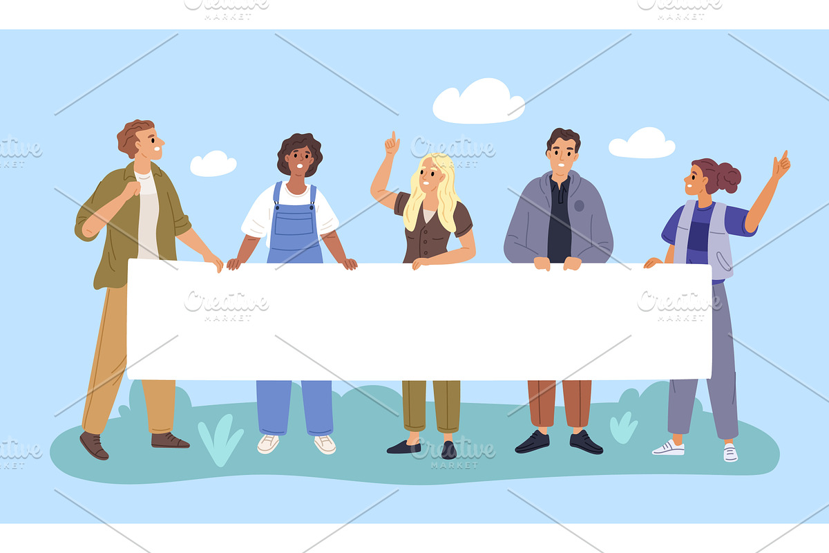 People group holding long blank, a Person Illustration by YummyBuum