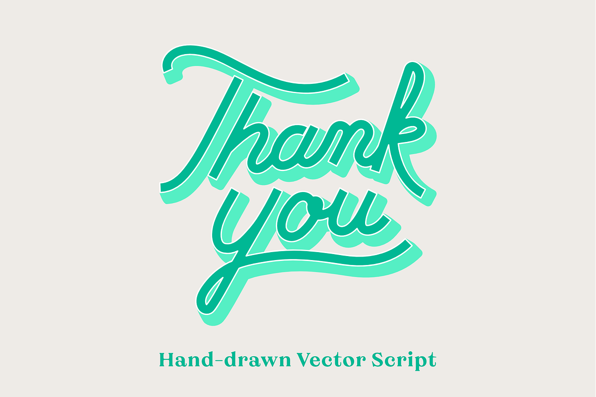 Thank You Vector Script + Card, a Decorative Illustration by Michael Peretti Studios (Photo 1 of 3)