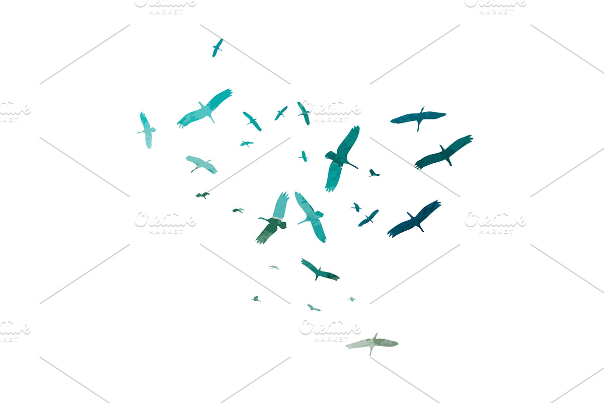Silhouette of a flock of cranes, an Animal Illustration by Nenahliadava Design