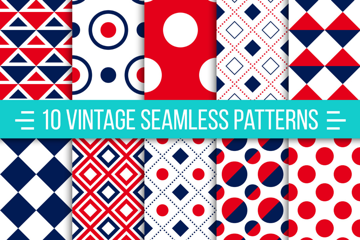 Seamless retro patterns set, a Background Graphic by mnke art studio