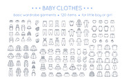 Baby Clothes Garment Thin Line Icons, an Outline Icon by Vectorikart (Thumbnail 1 of 6)
