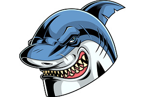 Angry Shark Mascot With Sharp, an Illustration by HitToon