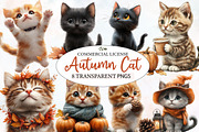 Watercolor Autumn CAT Clipart, an Illustration by Designworld (Thumbnail 1 of 4)