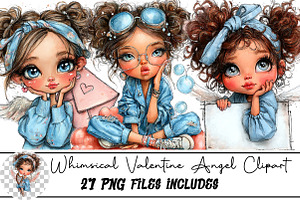 Whimsical Valentine Angel Clipart, an Illustration by DreamArtGraphic