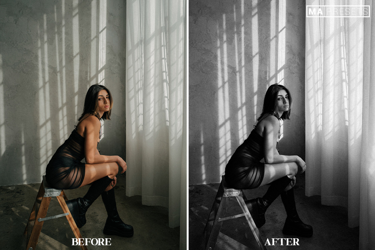 10 BLACK and WHITE Lightroom Presets, a Preset Add-On by MaPresets (Photo 2 of 14)