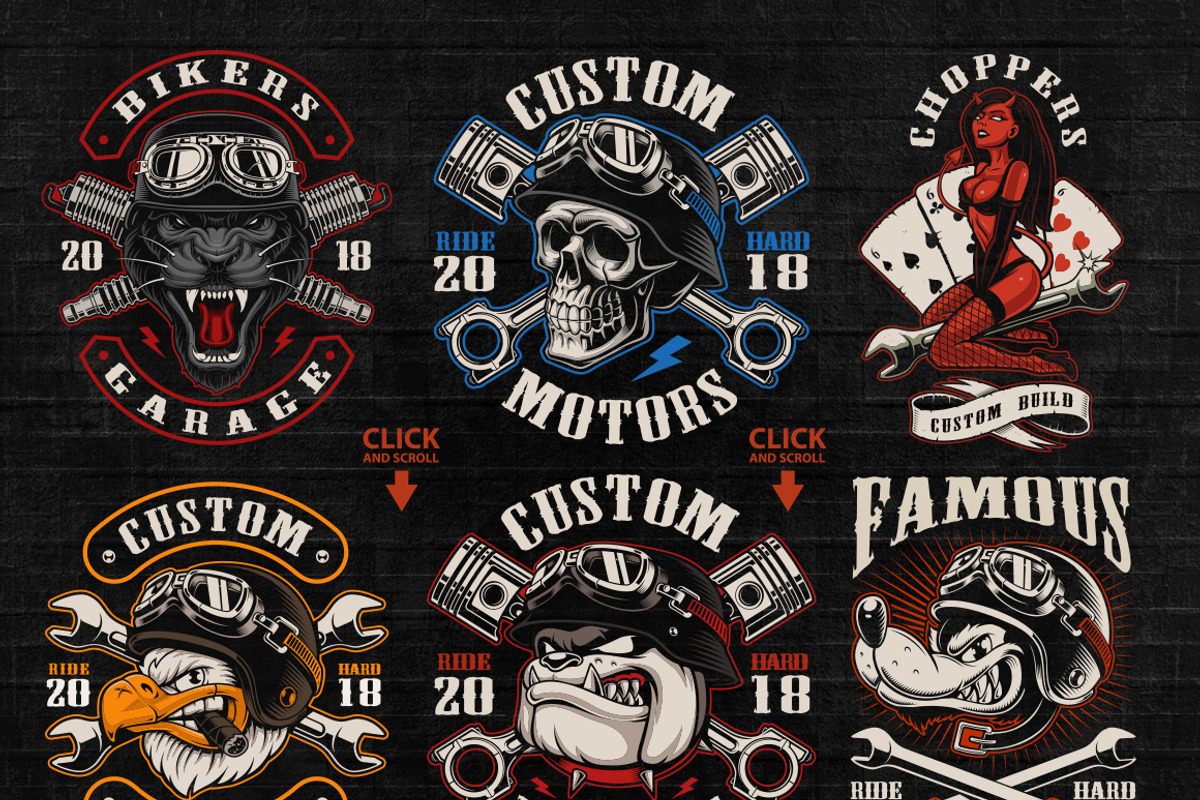 Set of Bikers Shirt Designs., an Illustration by Harry Kasyanov (Photo 2 of 12)