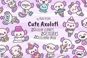 Cute Axolotl Clipart, an Animal Illustration by Palau