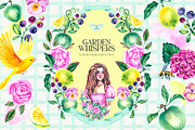 Garden Whispers Watercolor clipart, a Decorative Illustration by SashaKondr (Thumbnail 1 of 13)