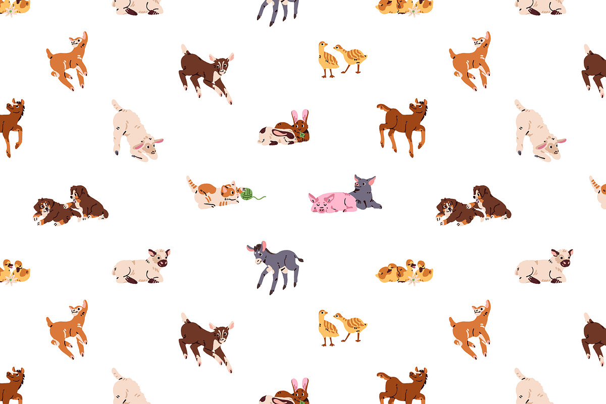 Cute baby farm animals set, an Animal Illustration by PaperTrident (Photo 5 of 5)