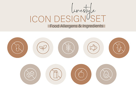 Icon Design Set Food Allergens