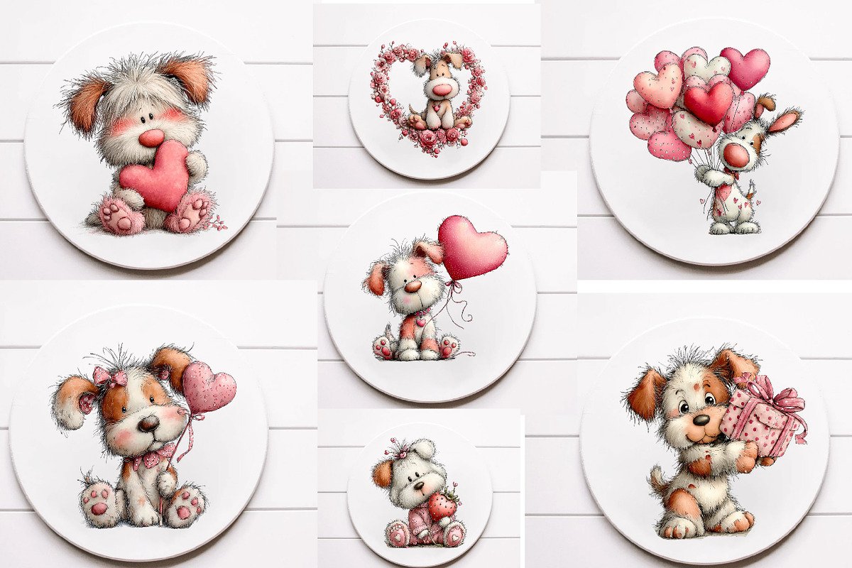 Whimsical Valentine Dog clipart, an Illustration by Designworld (Photo 2 of 6)