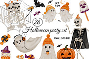 Halloween Party Clipart Set PNG, a Seasonal Illustration by ZabolotnaArt (Thumbnail 1 of 6)