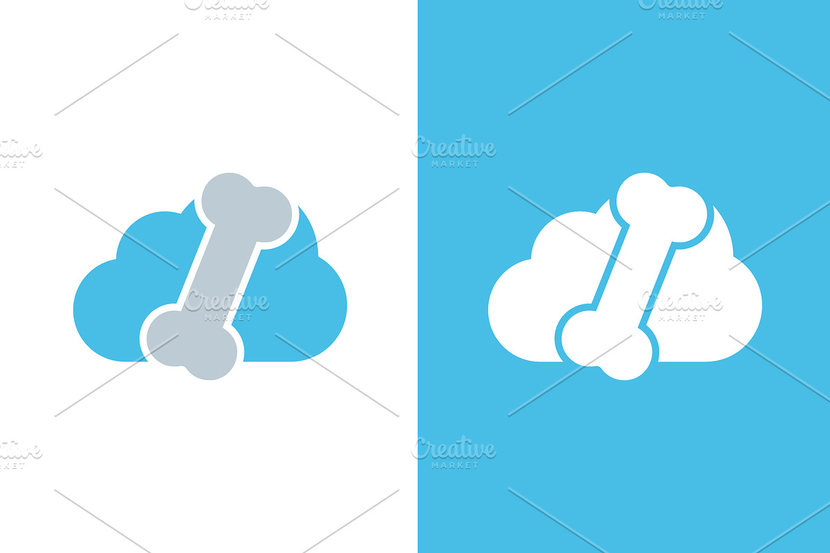Vector bone and cloud logo, an Illustration by GraphiShop