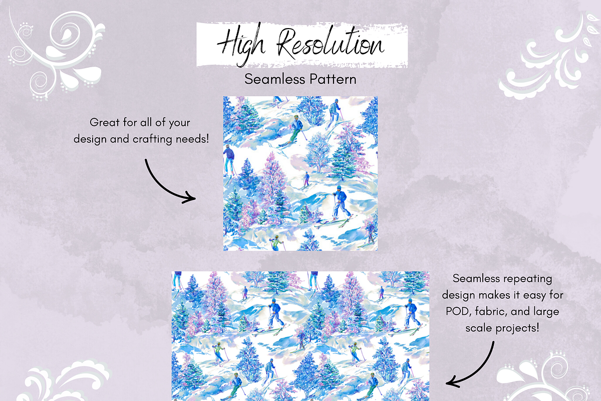 Winter Mountain & Ski Seamless Paper, a Pattern Graphic by Paper & Pattern Studio (Photo 4 of 9)