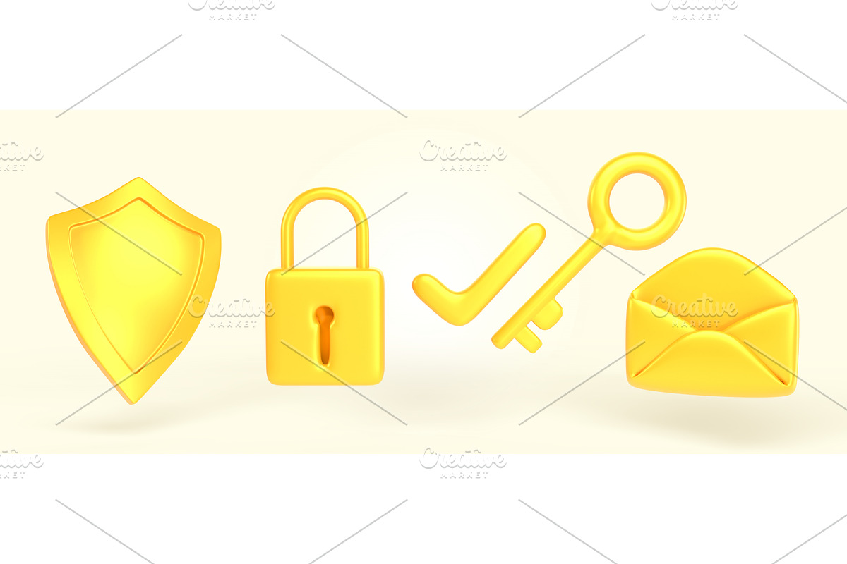 Cyber security icon set 3d render, a Templates & Theme by Marozhkastudio