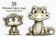 Watercolor Safari Jungle Animals PNG, a Seasonal Illustration by Canvas Craft (Thumbnail 1 of 10)