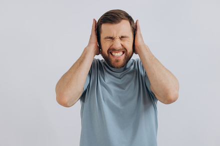 Portrait of a modern bearded middle-aged man in a blue t-shirt s, a Person Photo by Cherkas Photography