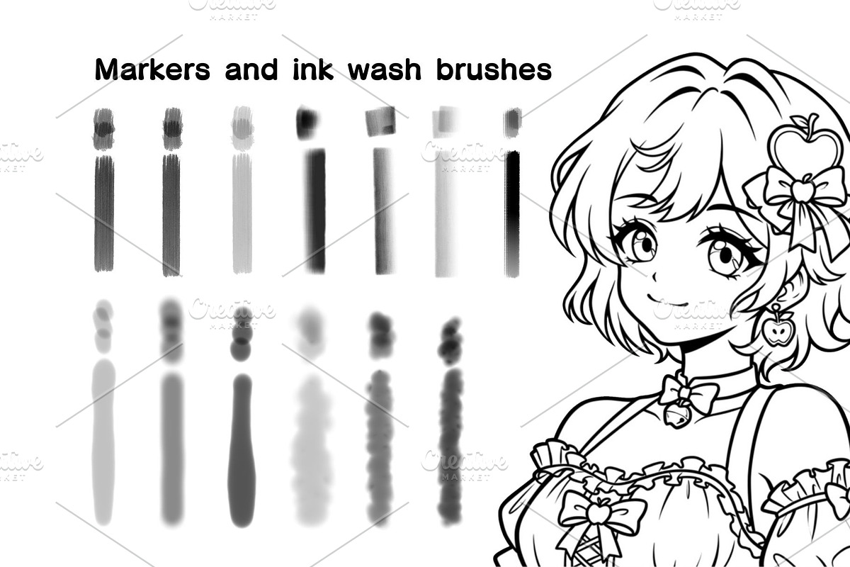 146 Manga Ink Procreate brushes, a Brush Add-On by ProcreateiBox (Photo 6 of 13)