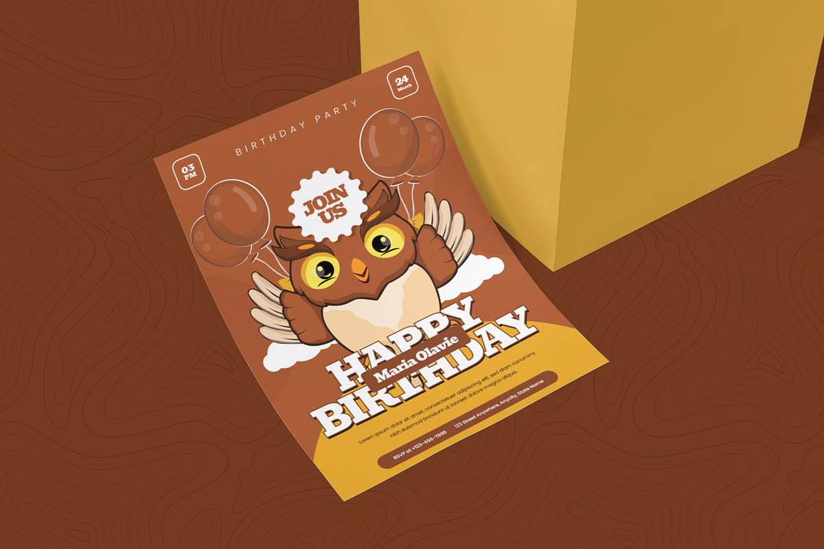Owl Balloon Birthday Party Invitatio, an Invitation Template by Esensifiksi.studio (Photo 2 of 2)