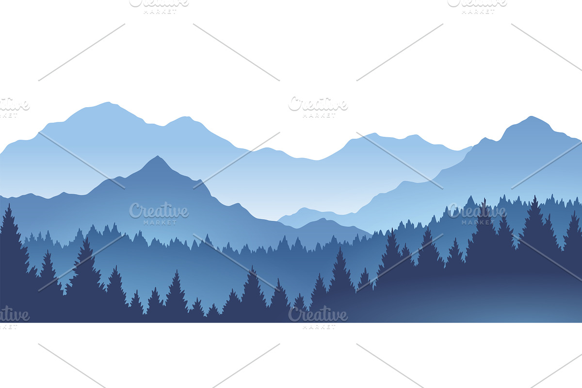 Foggy mountains landscape background, an Illustration by the8monkey